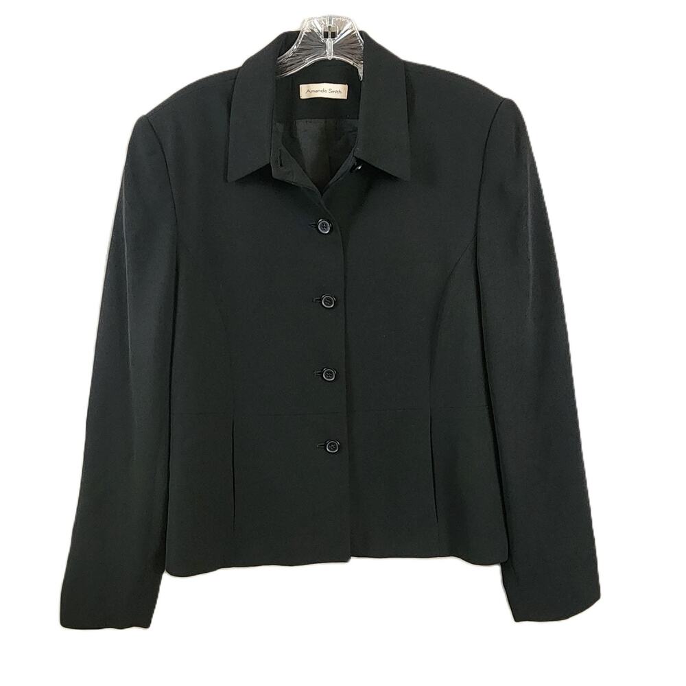 Amanda Smith Blazer Women Size 14 Black Polyester 5-Button New
